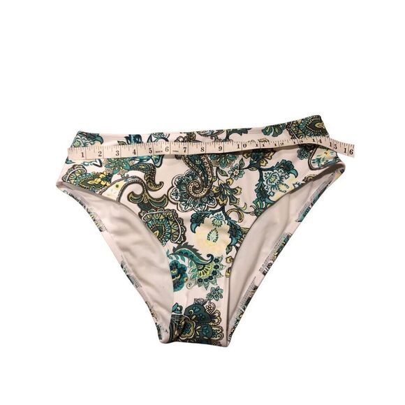 Cupshe high waist white and green paisley print bikini bottoms NWT size M - Picture 5 of 9